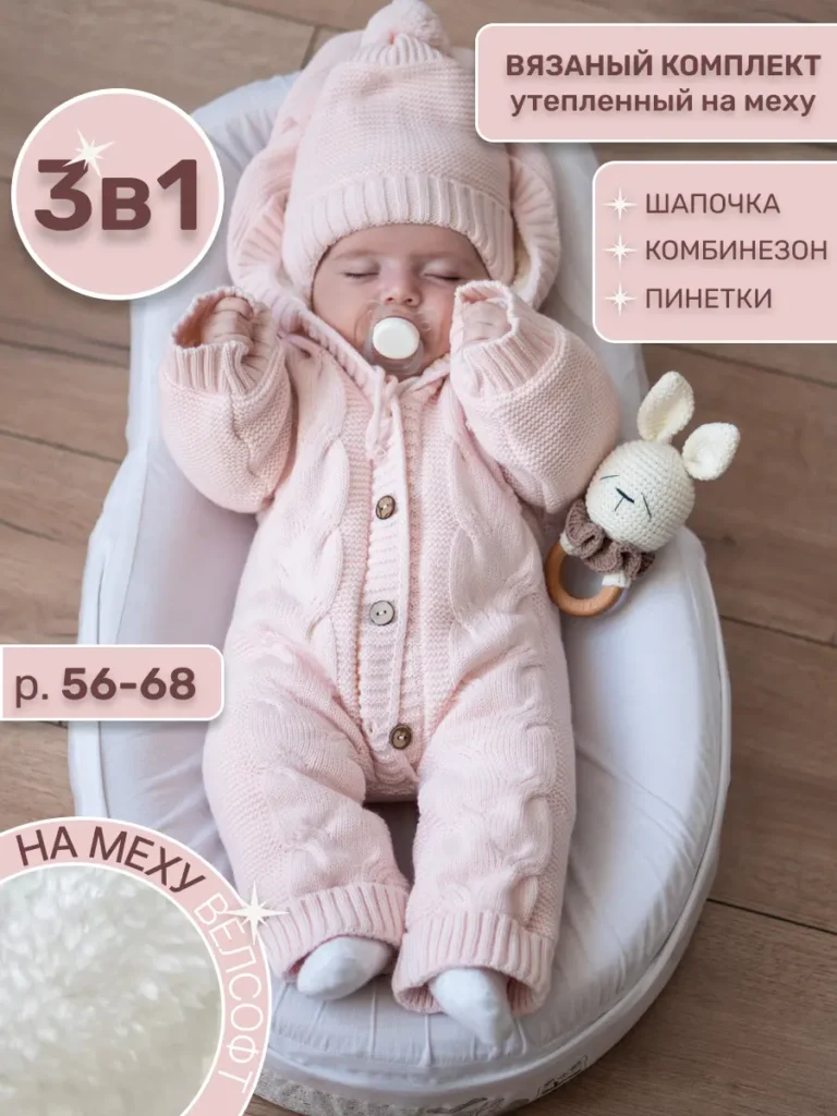 Комбинезон для новорожденных на выписку утепленный 3 в 1 