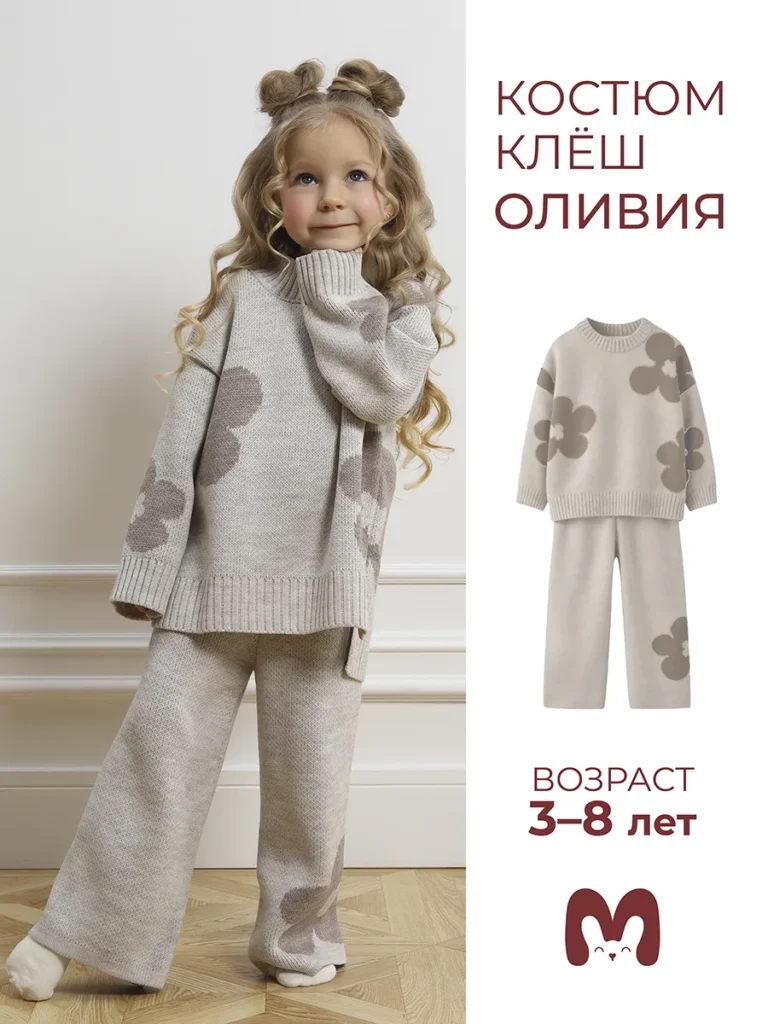 Вязаный костюм с брюками палаццо, 
