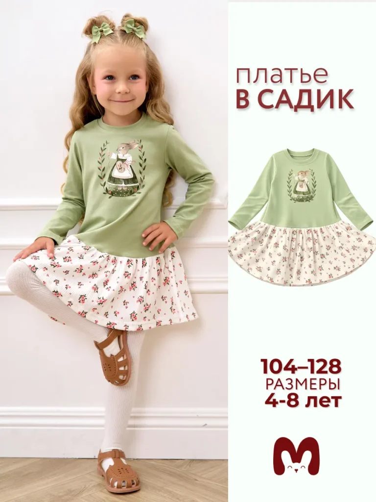 Платье для девочки длинный рукав 