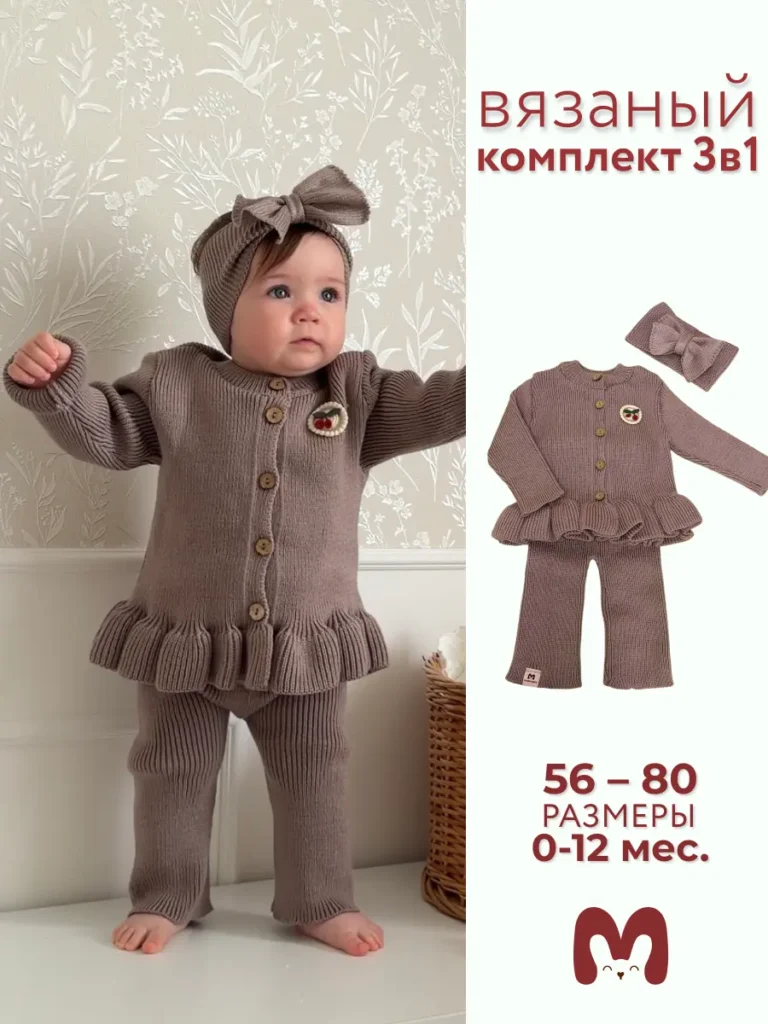 Вязаный комплект с повязкой - Моника