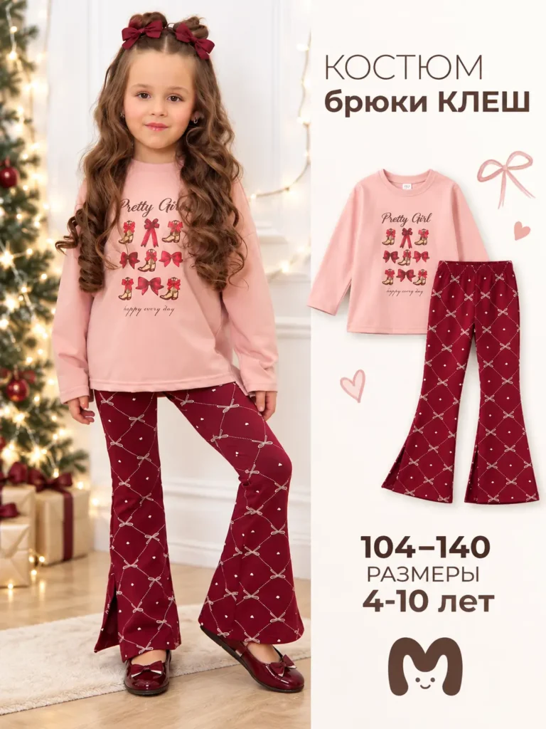 Костюм лонгслив и брюки клеш 